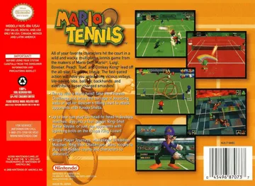 Mario Tennis (USA) (Wii Virtual Console) box cover back